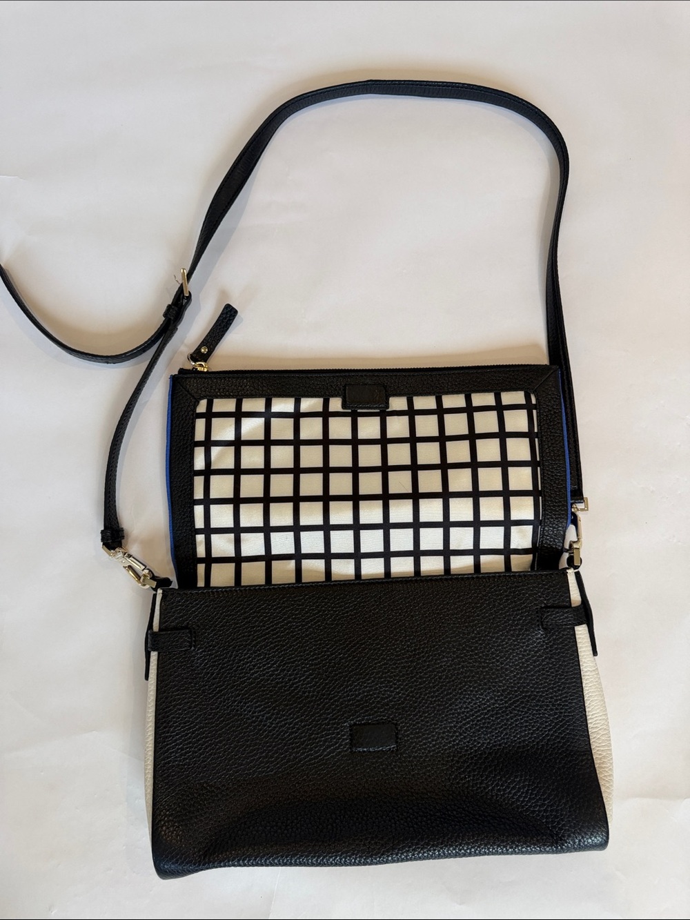 kate spade Blue and Black Leather Colorblock Crossbody Bag - Picture 2 of 8